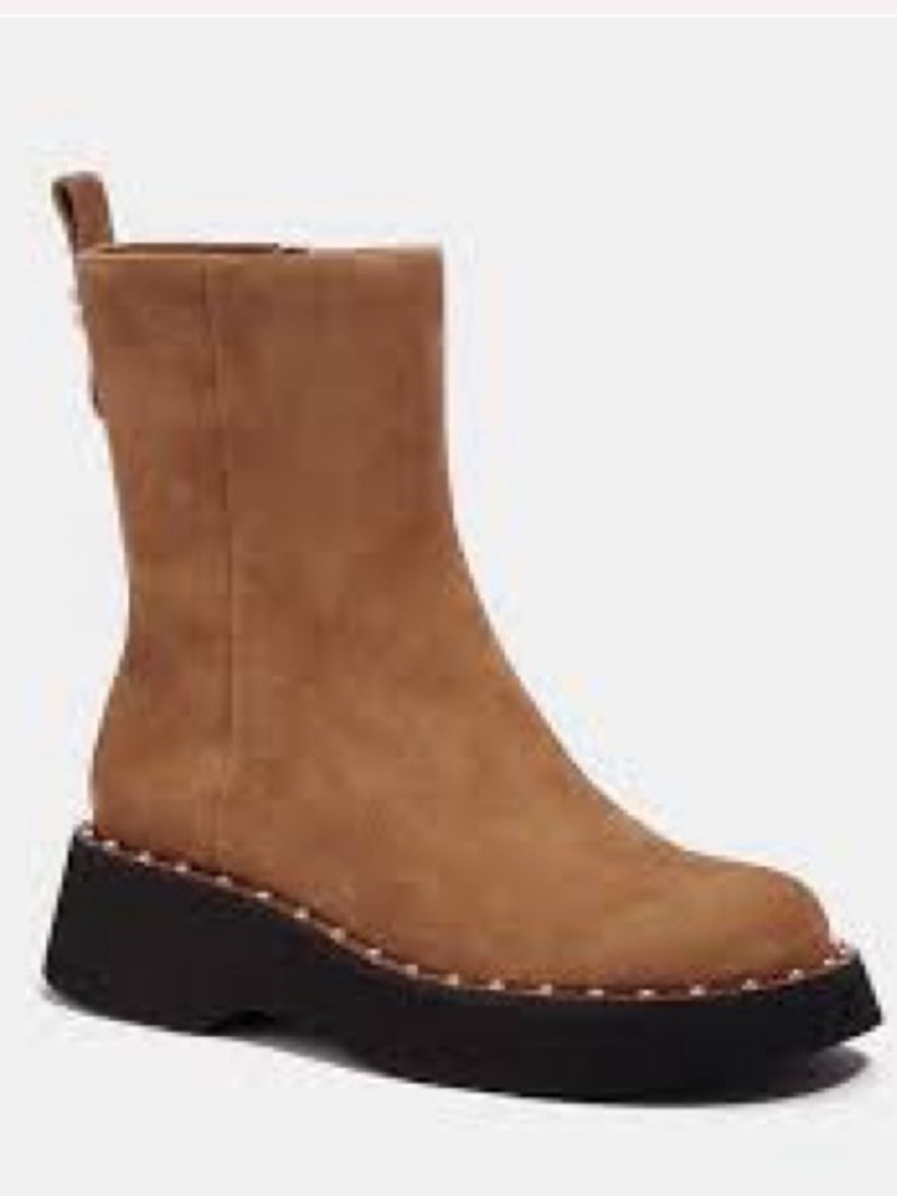 Coach Vanesa Suede Platform Mid-Calf Ankle Boots in Coconut
